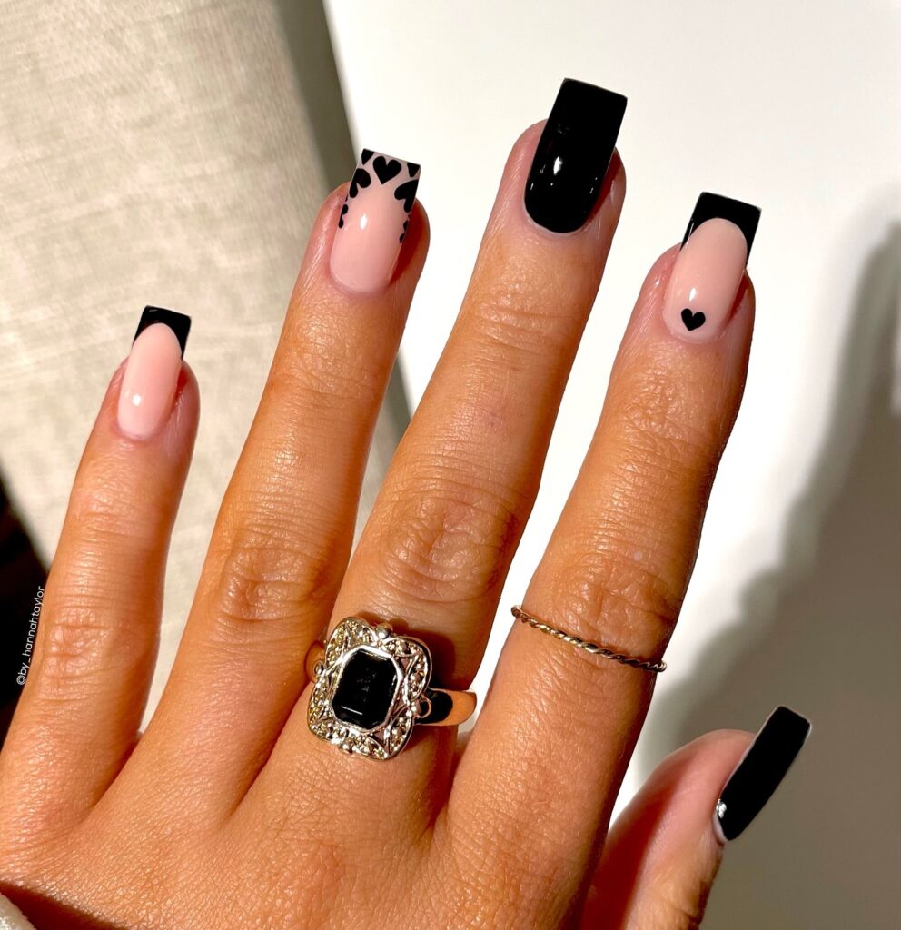 Heart French Square nails
