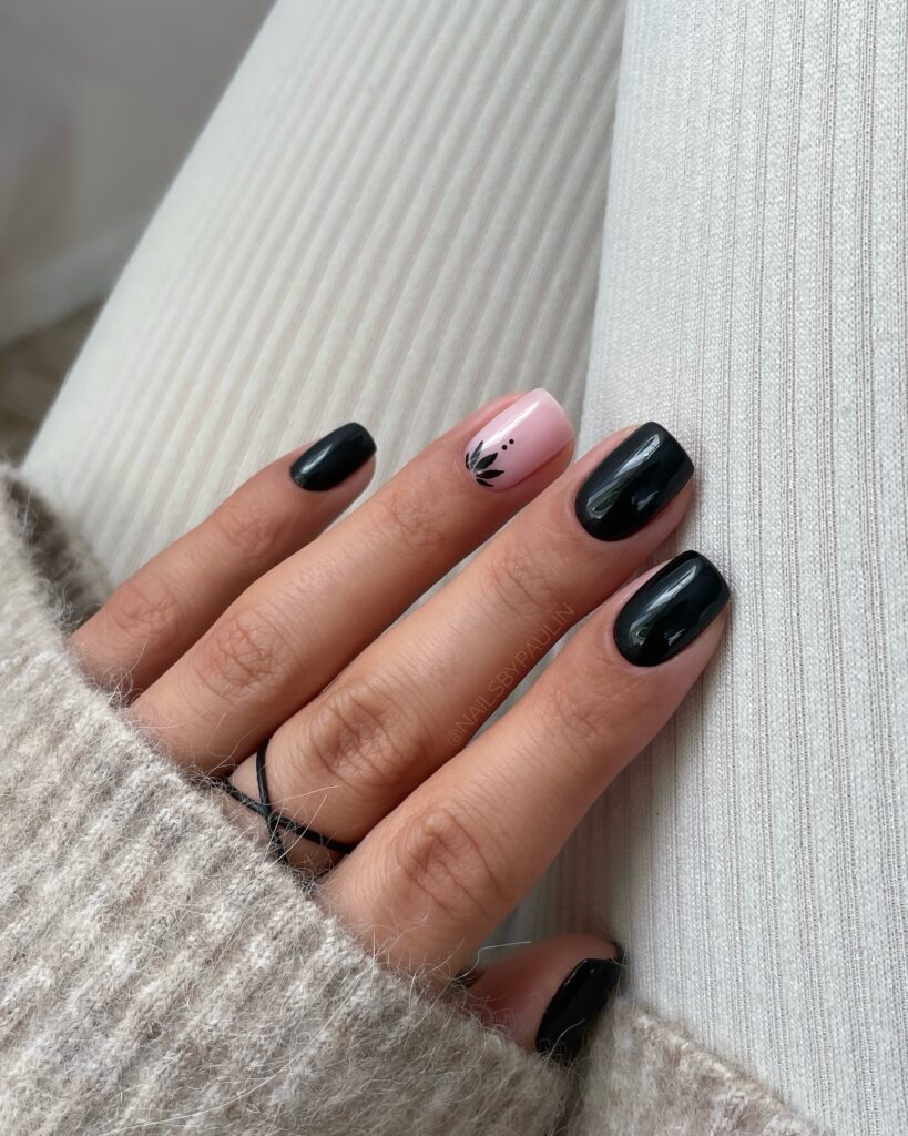 Soft Leaf Accent nails
