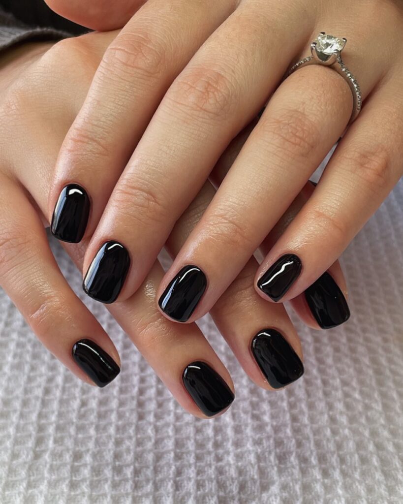 Glossy Black Square nails