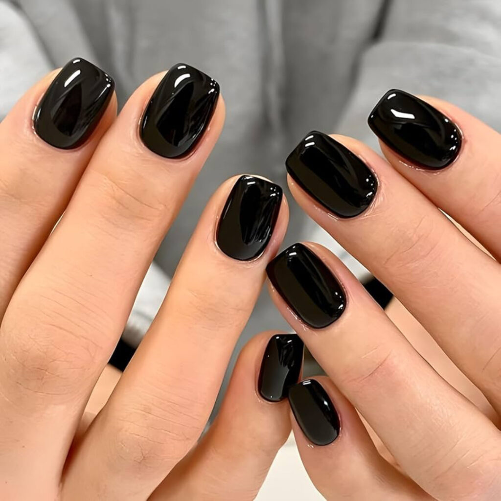 Pure Black Perfection nails