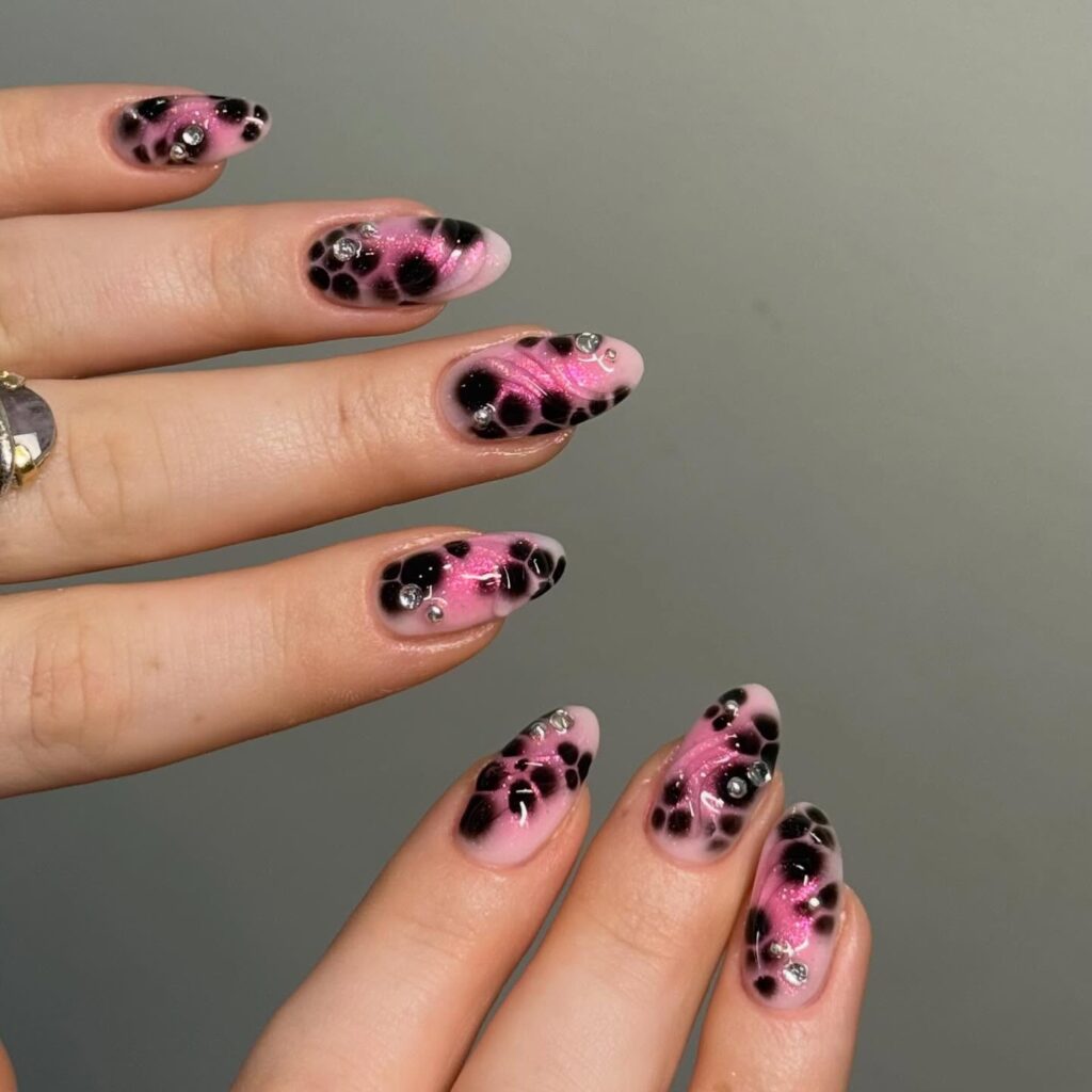 Pink Snake Gems nails