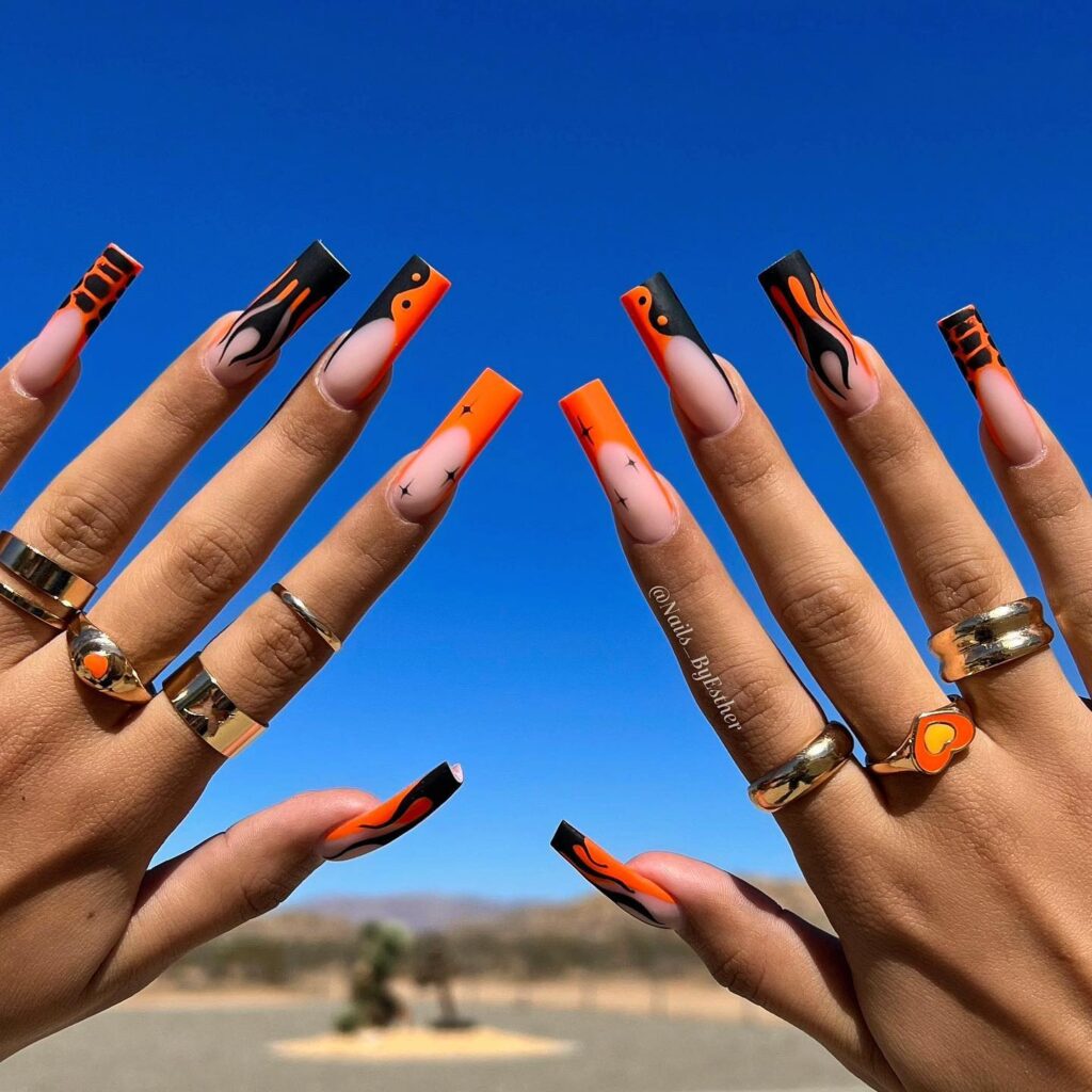 Flame Desert Chrome nails