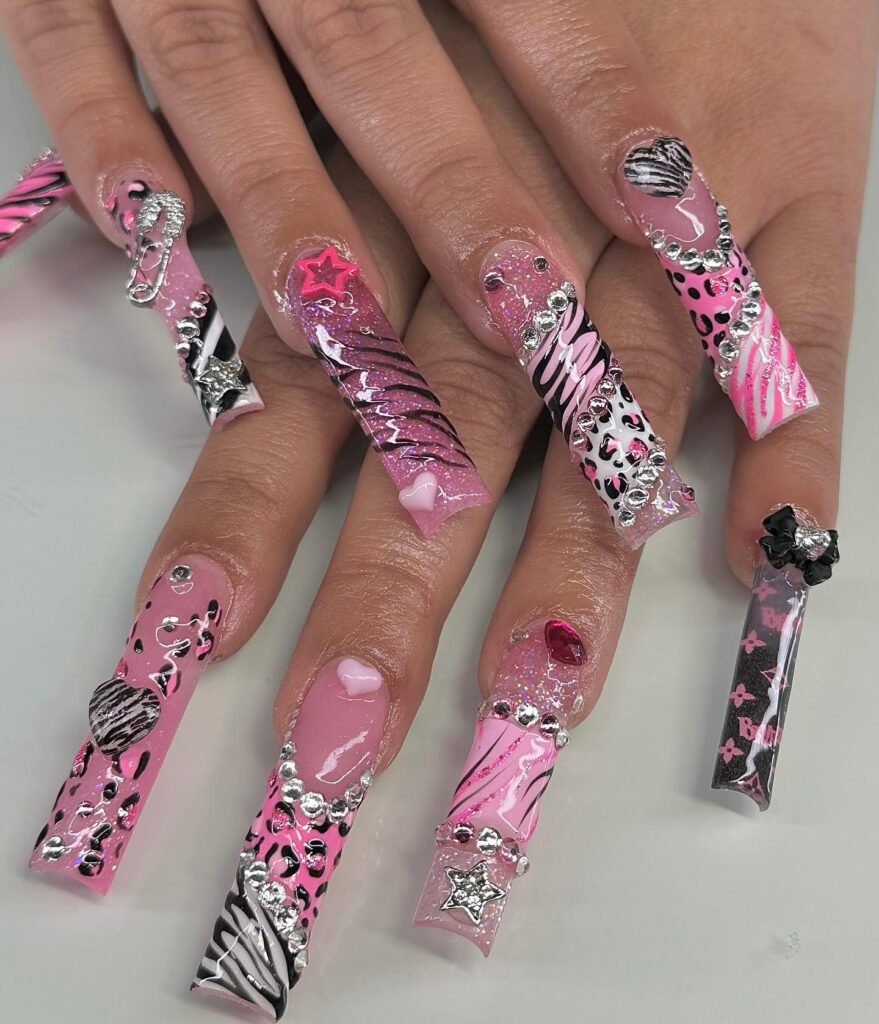 Y2K Overload Pink nails