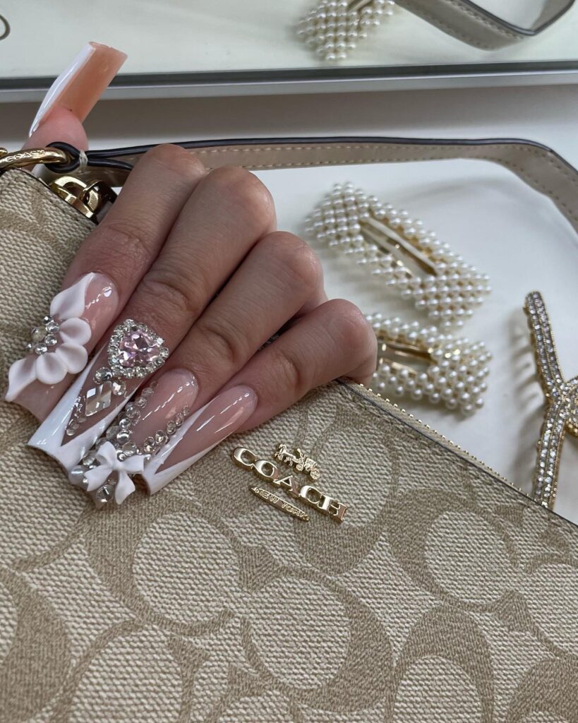 Bridal Crystal Bow nails