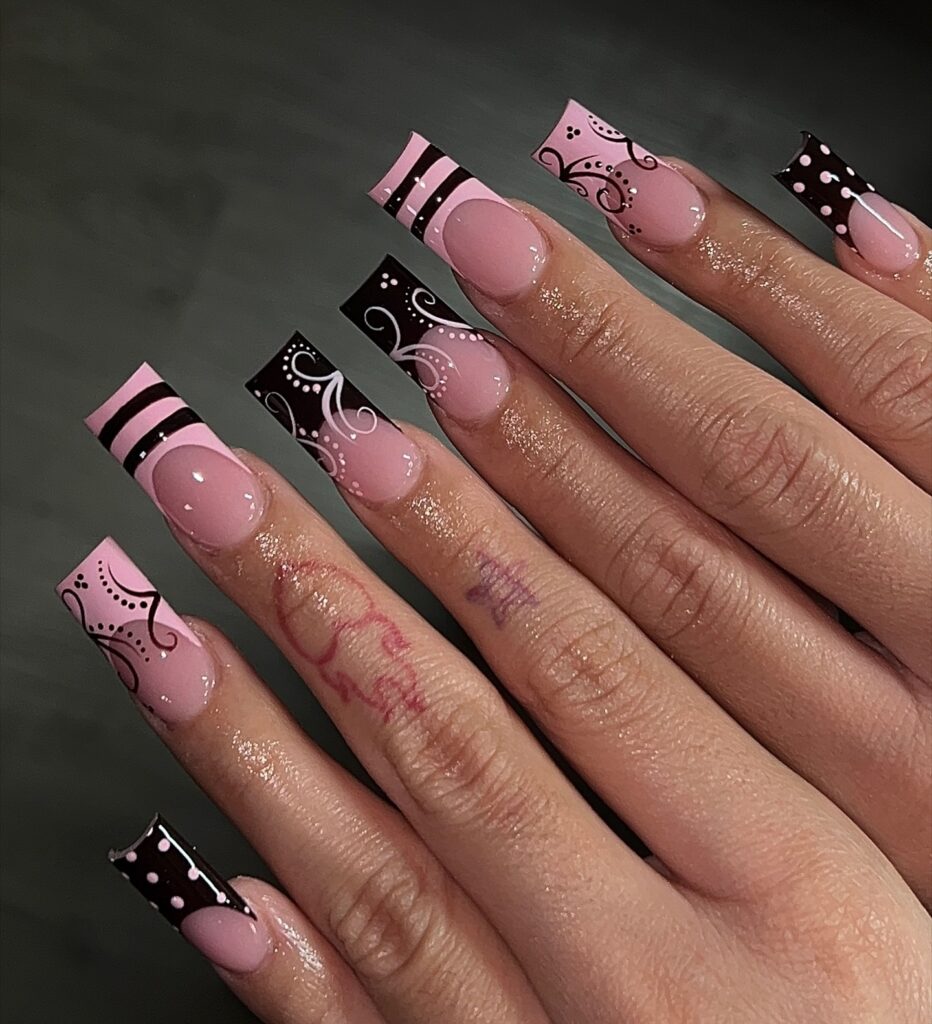 Pink Baroque Swirls nails