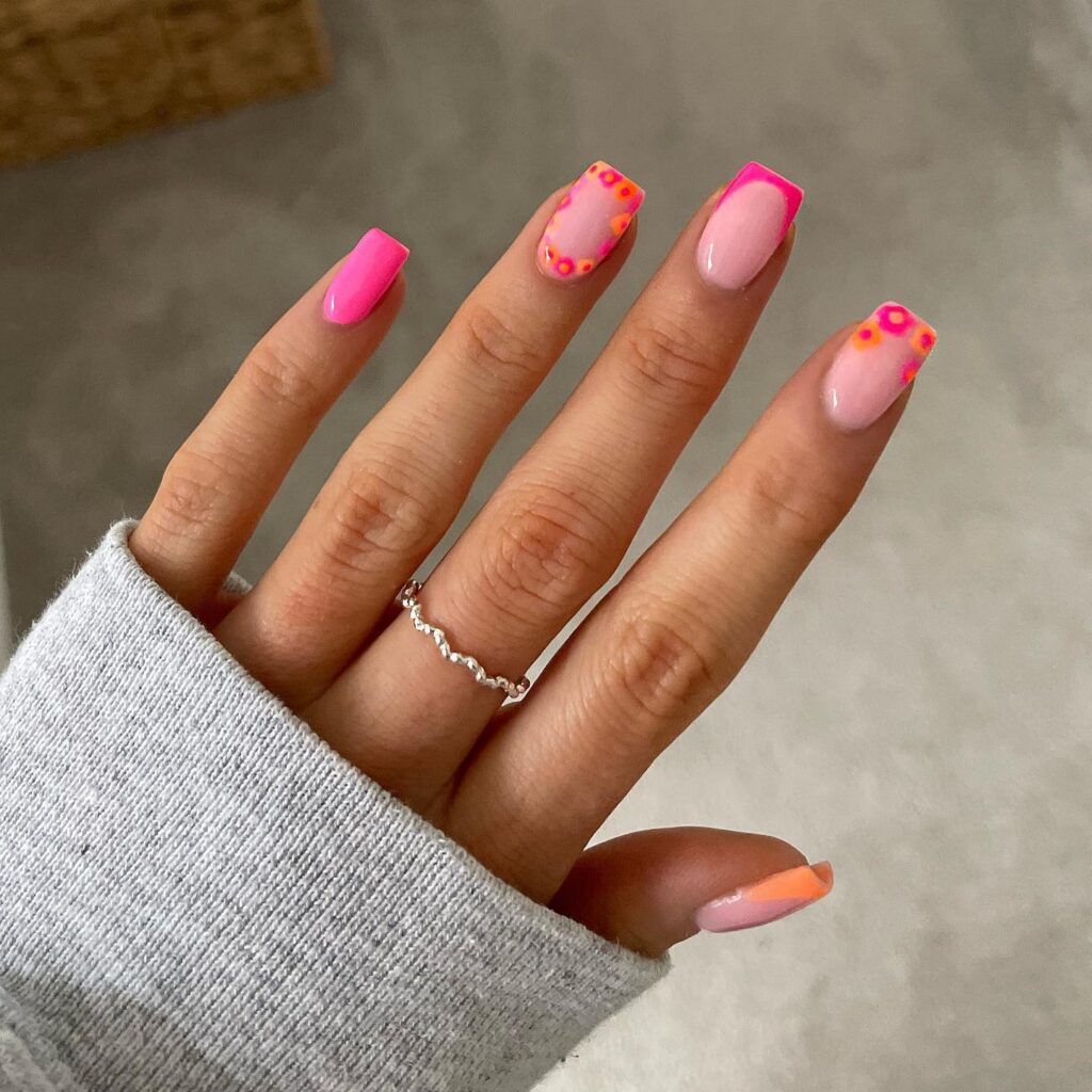 Floral Tip Mix nails