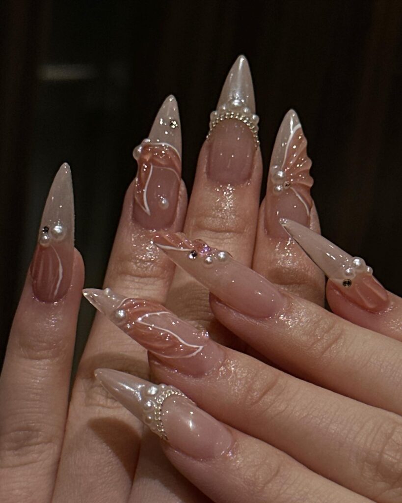 Soft Vanilla Pearls nails