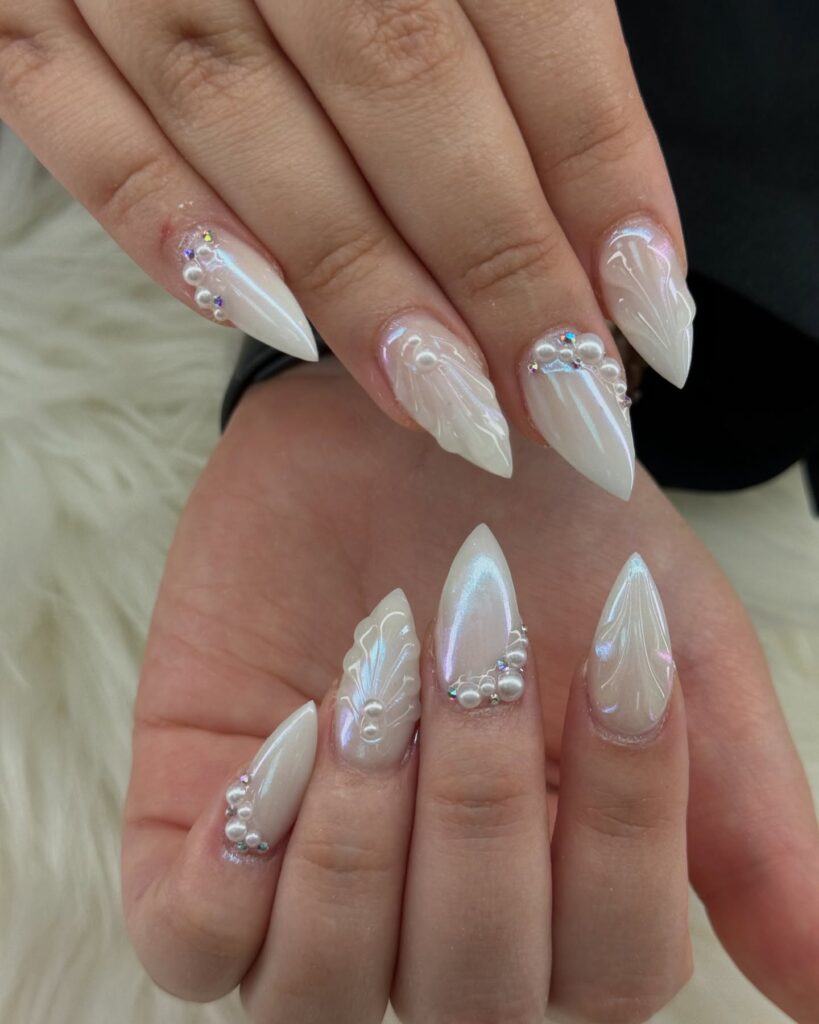 Nude Pearl Accents nails