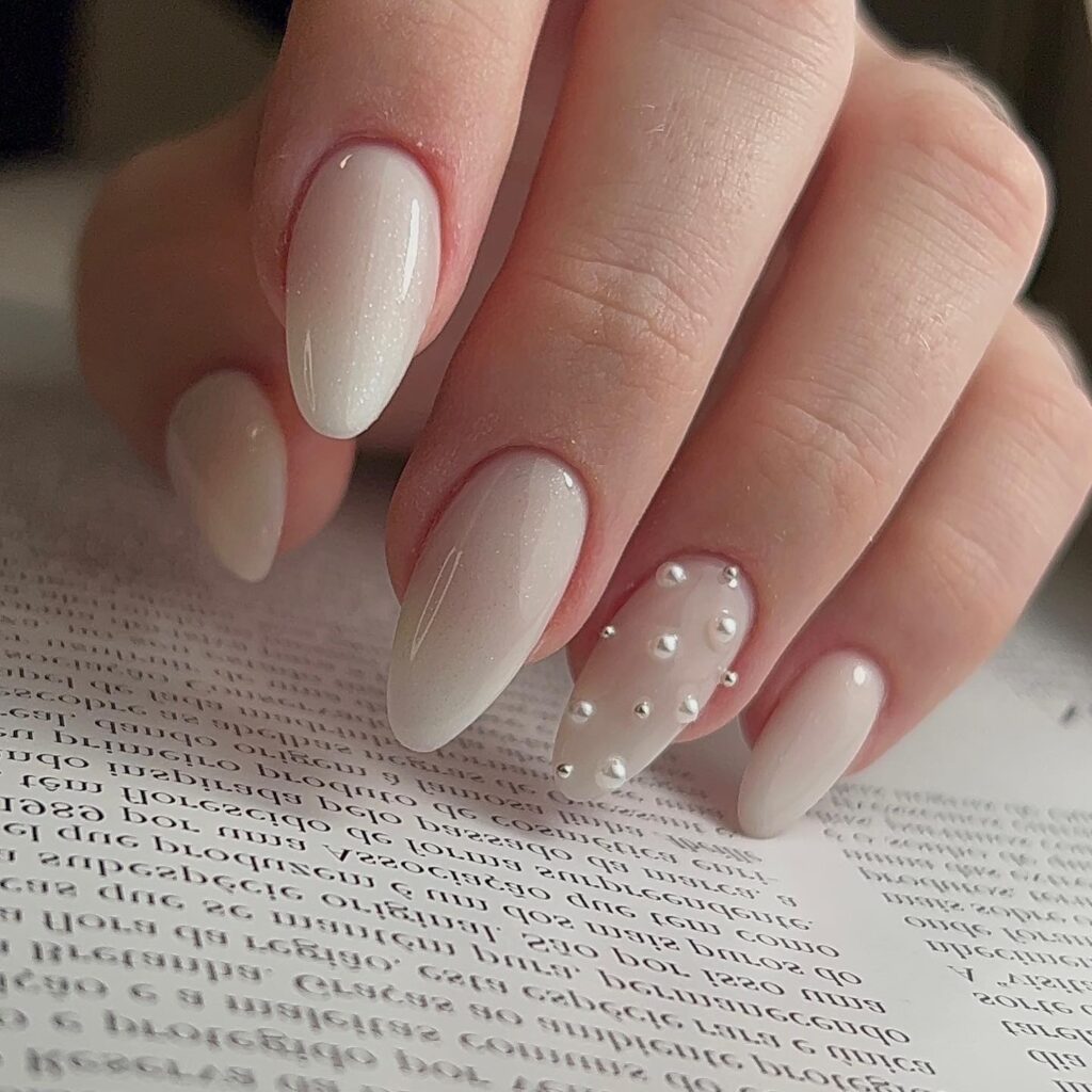 Classic Pearl Half-Moon nails