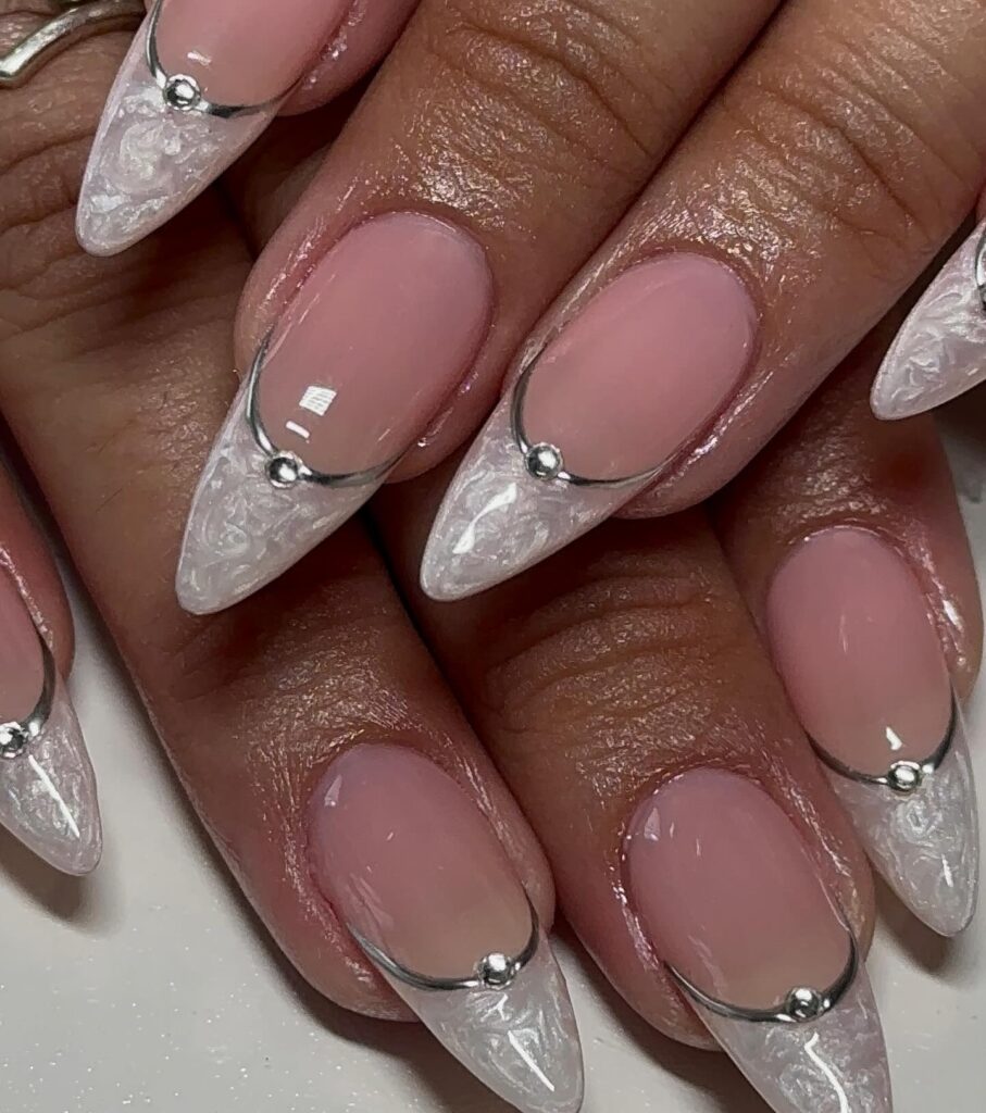 Oyster Shell Swirl nails
