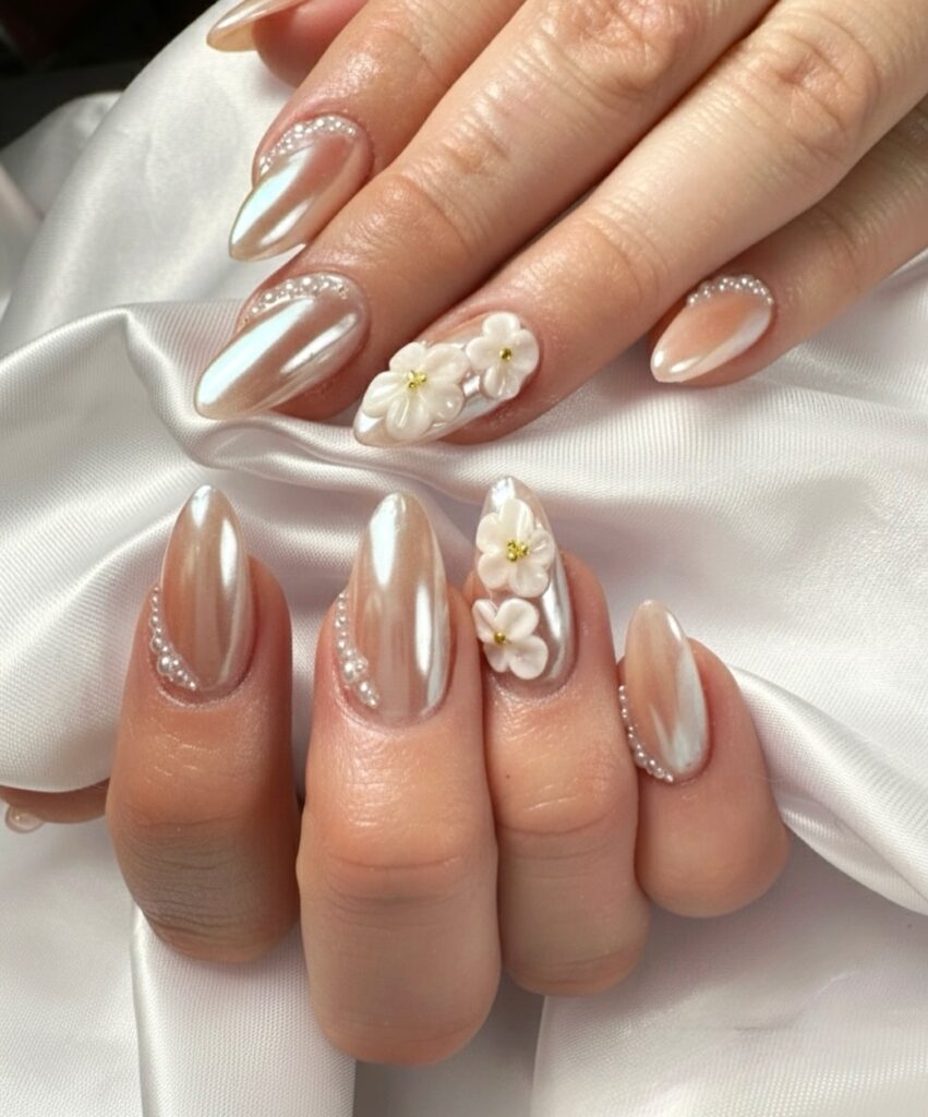 Aurora Pearl Shimmer nails