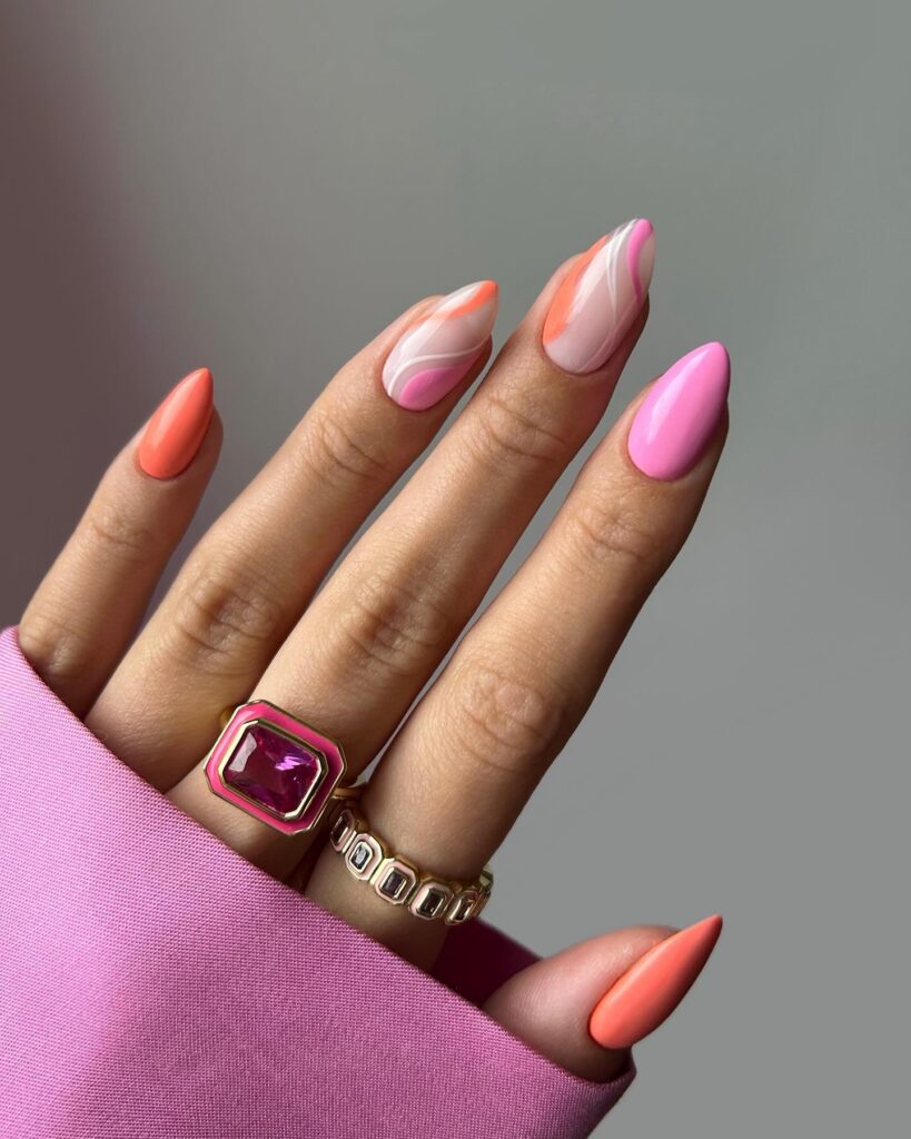 Marble Swirl Almonds nails