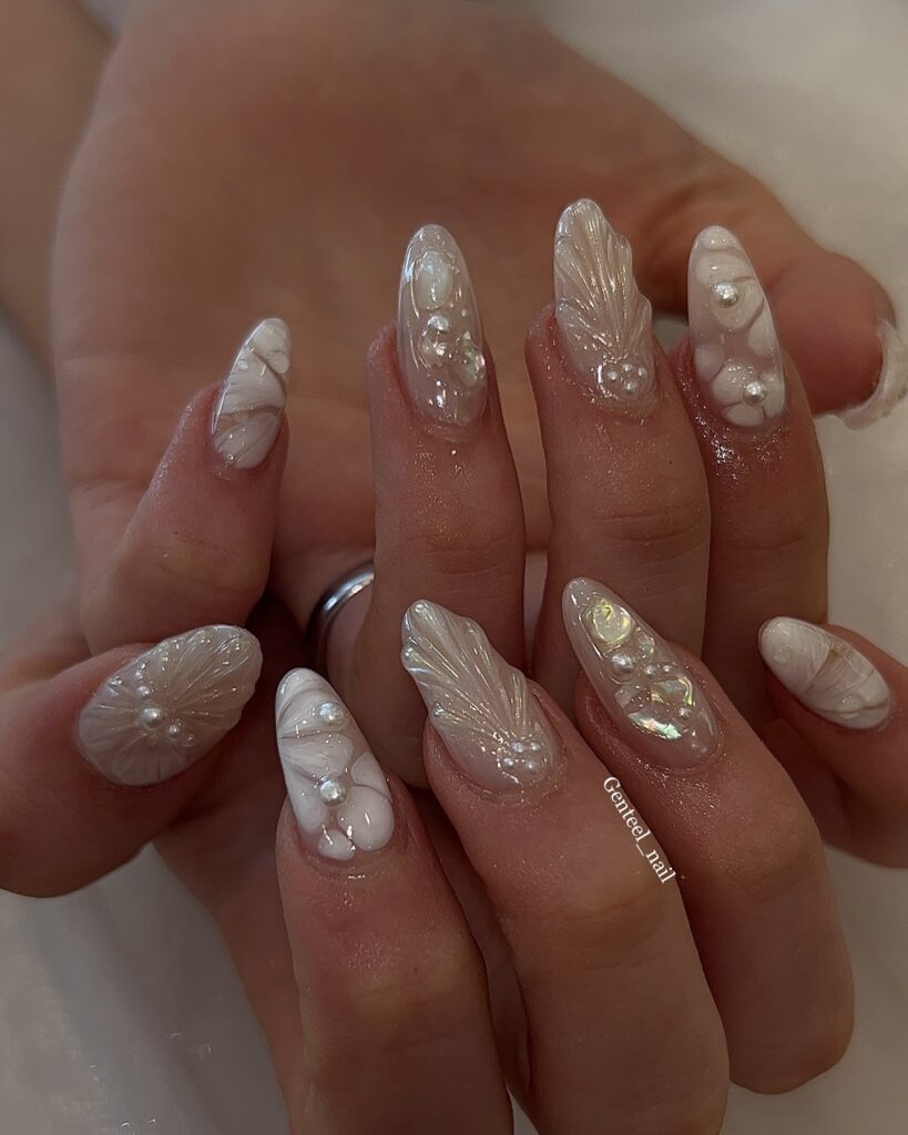 Pearlescent Sage nails