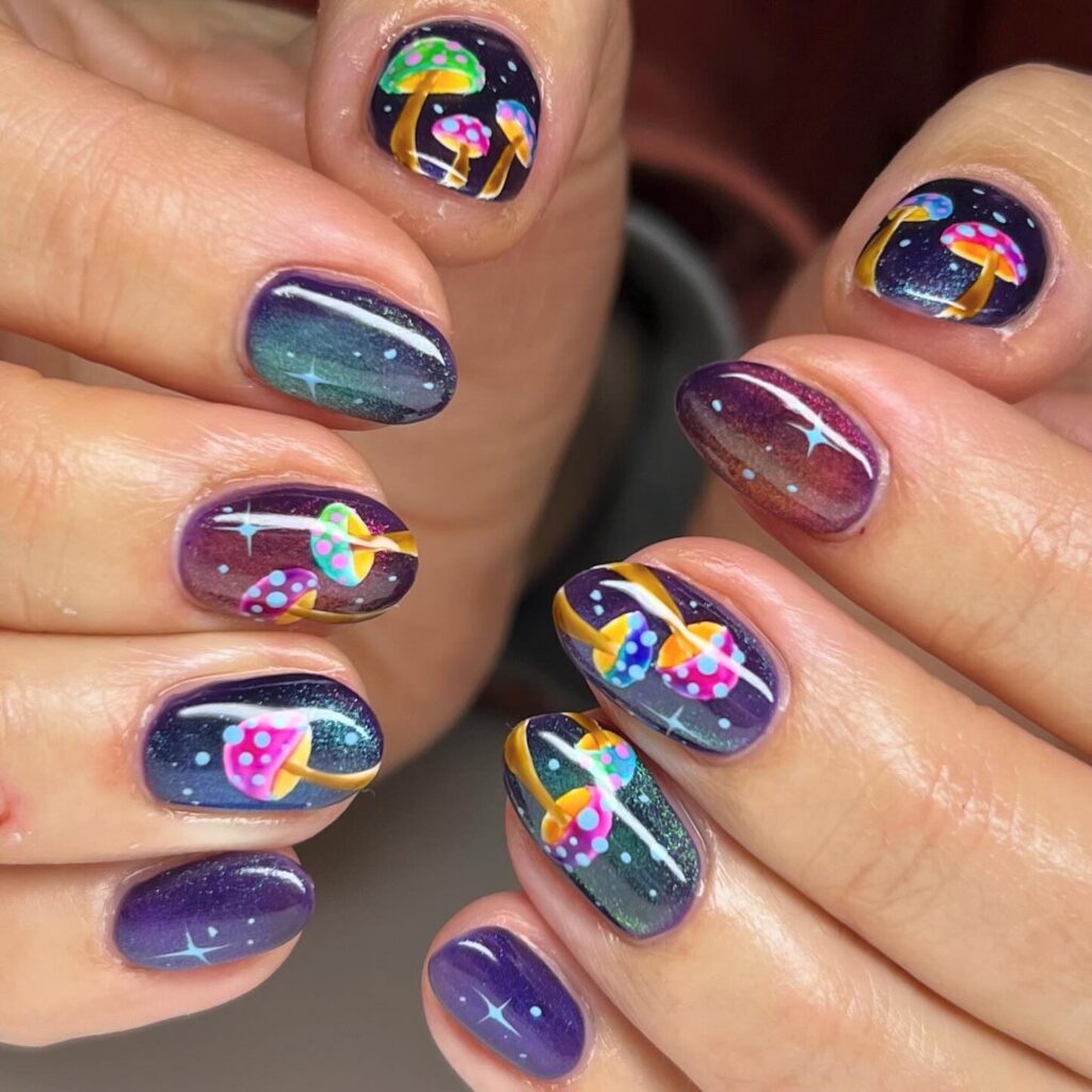 Cosmic Mycelium Galaxy nails