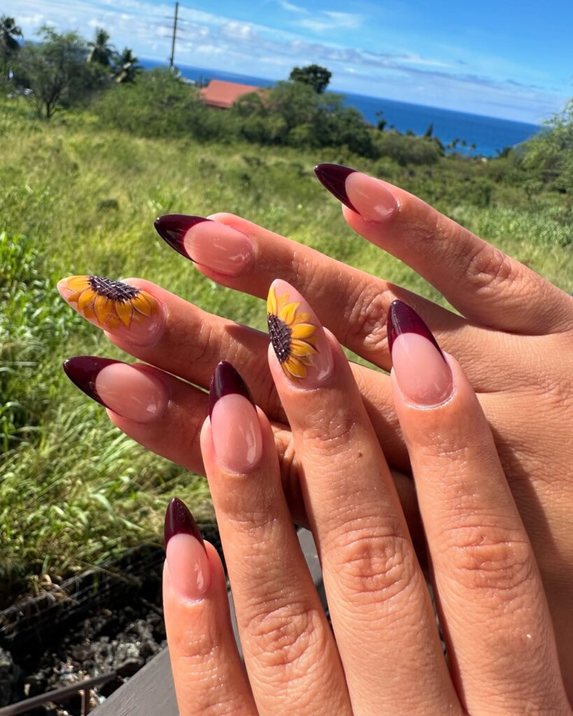 Dark Cherry French nails