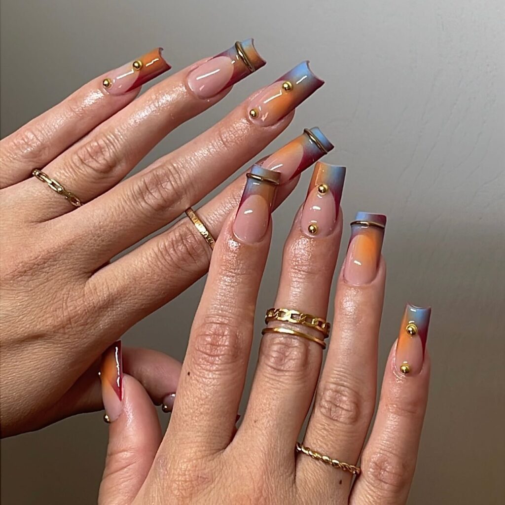 Smoky Sunset Tips nails
