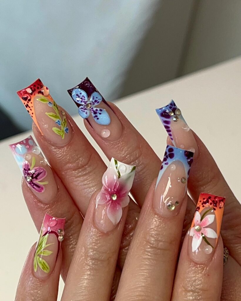 Tropical Floral Fantasy nails