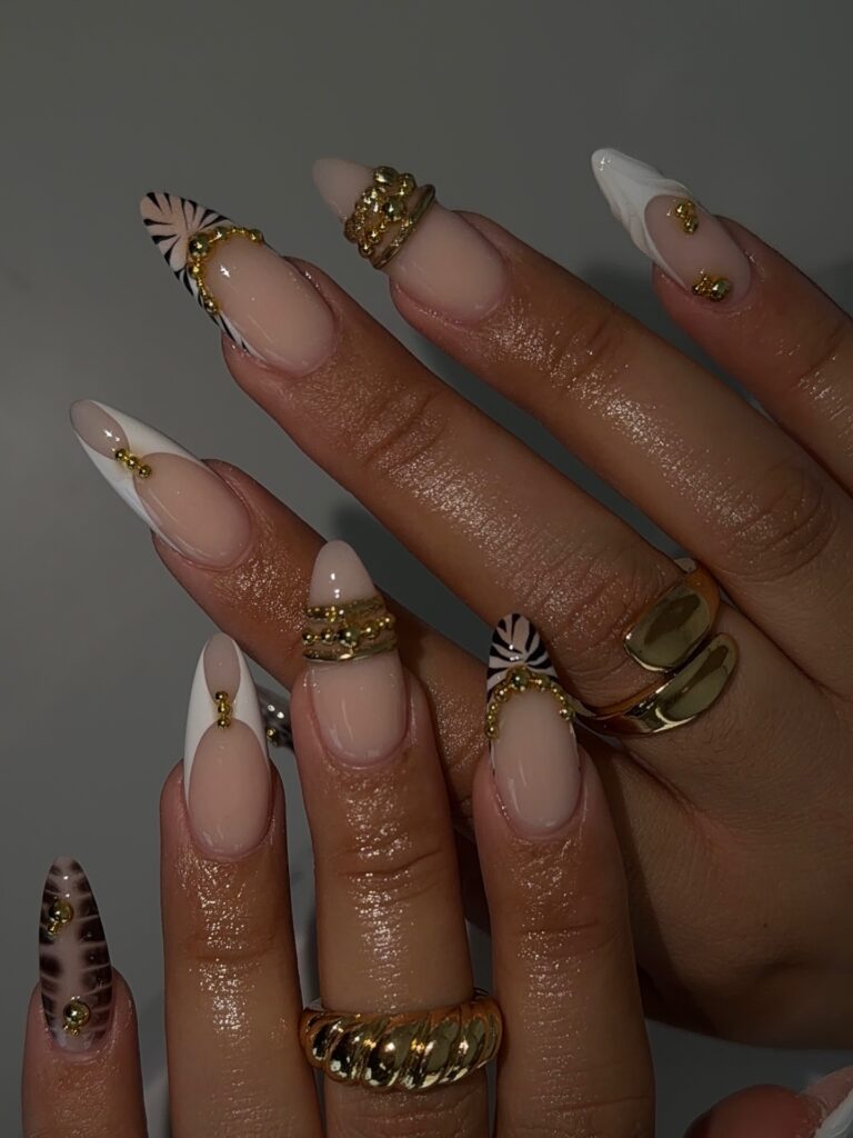 Gold-Trimmed Safari nails