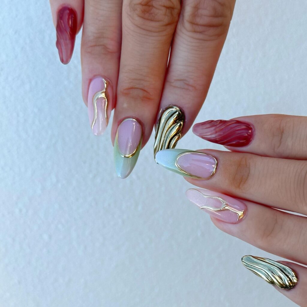 Sculptural Wing Aura nails