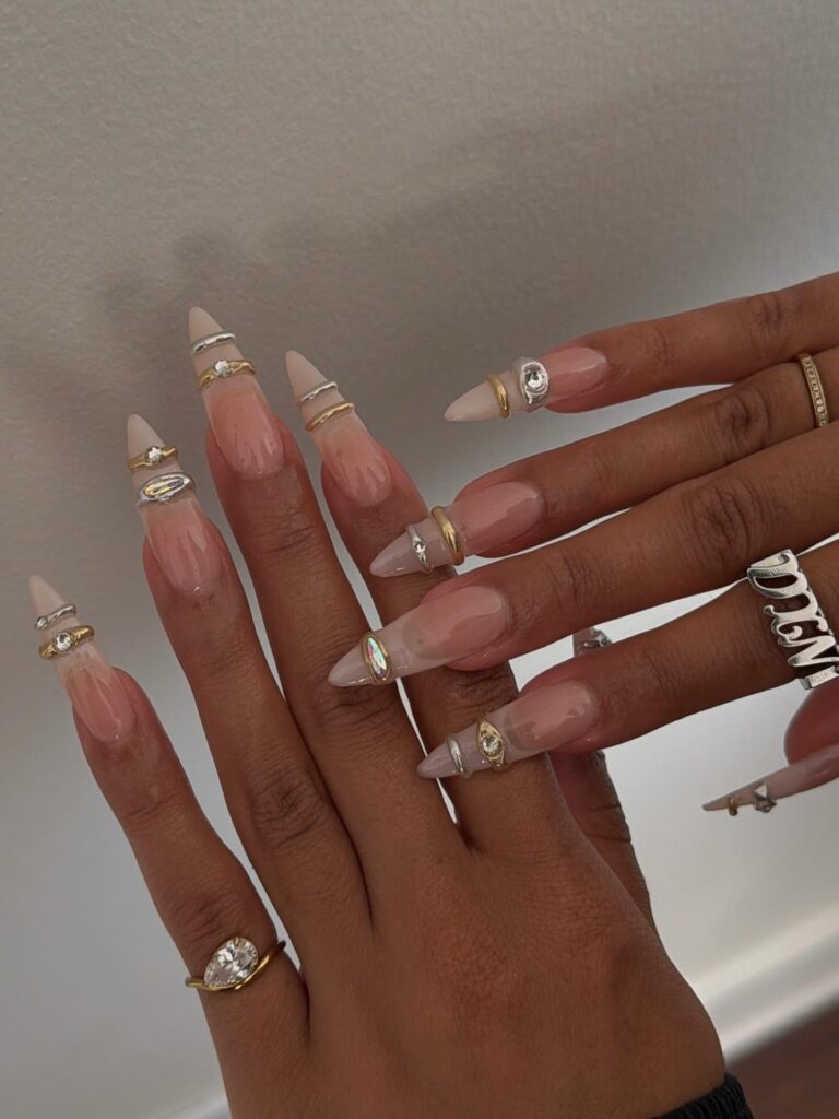 Blush Gem Stilettos nails