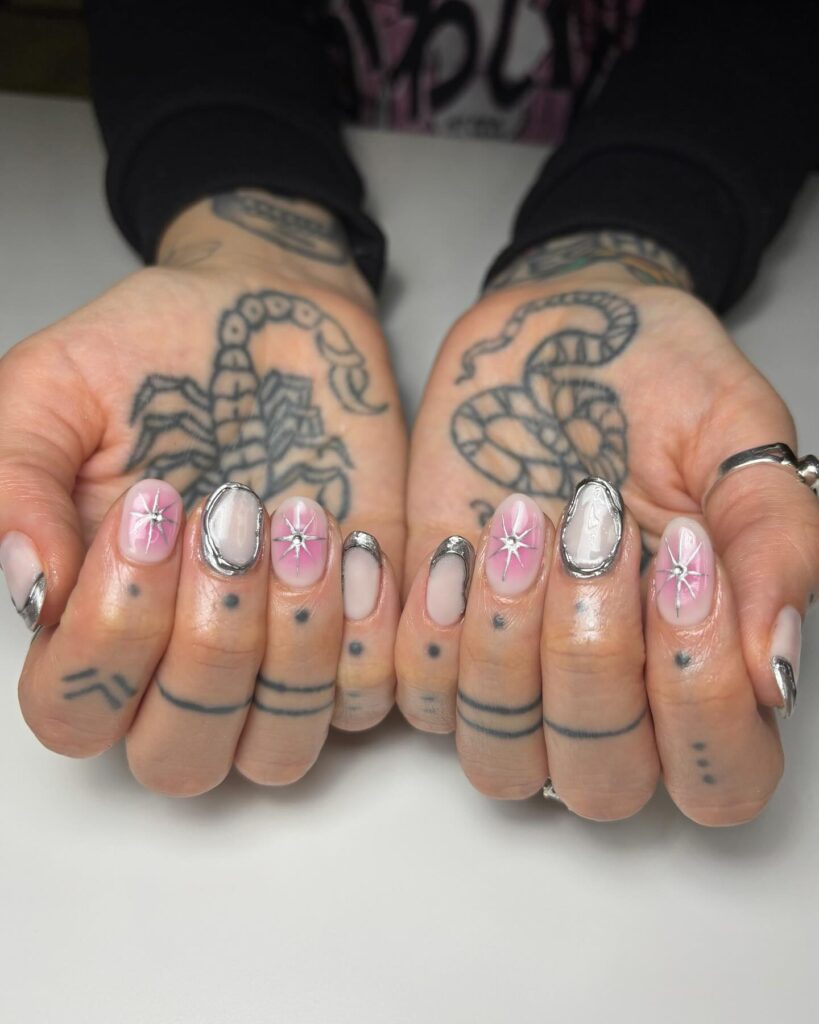 Chrome Star Blush nails