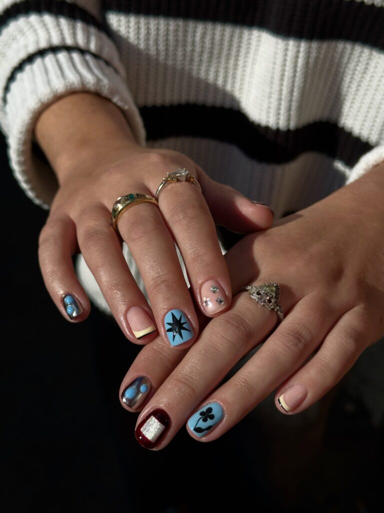 Sky Blue Mixed Media nails