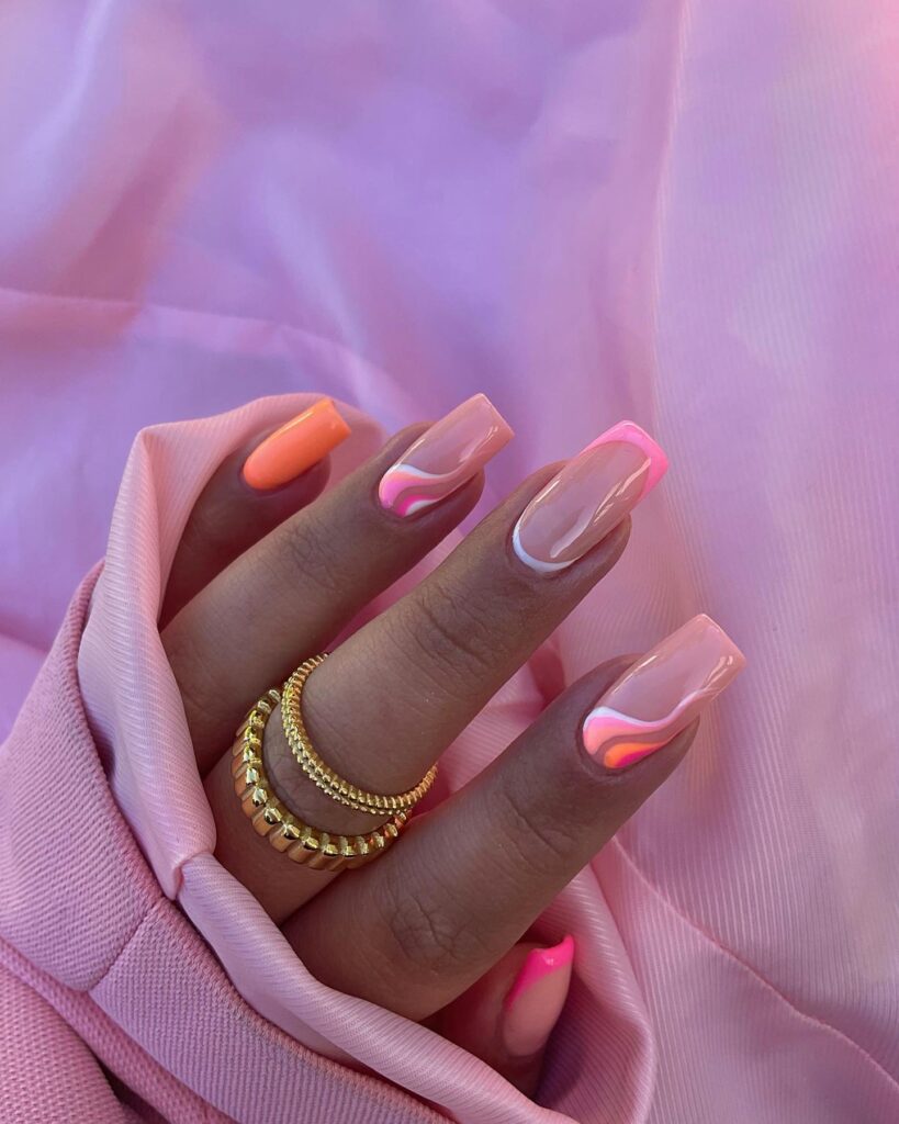 Glazed Swirl Tips nails