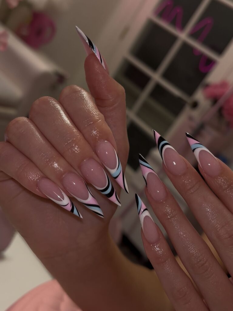 Cotton Candy Swirls nails