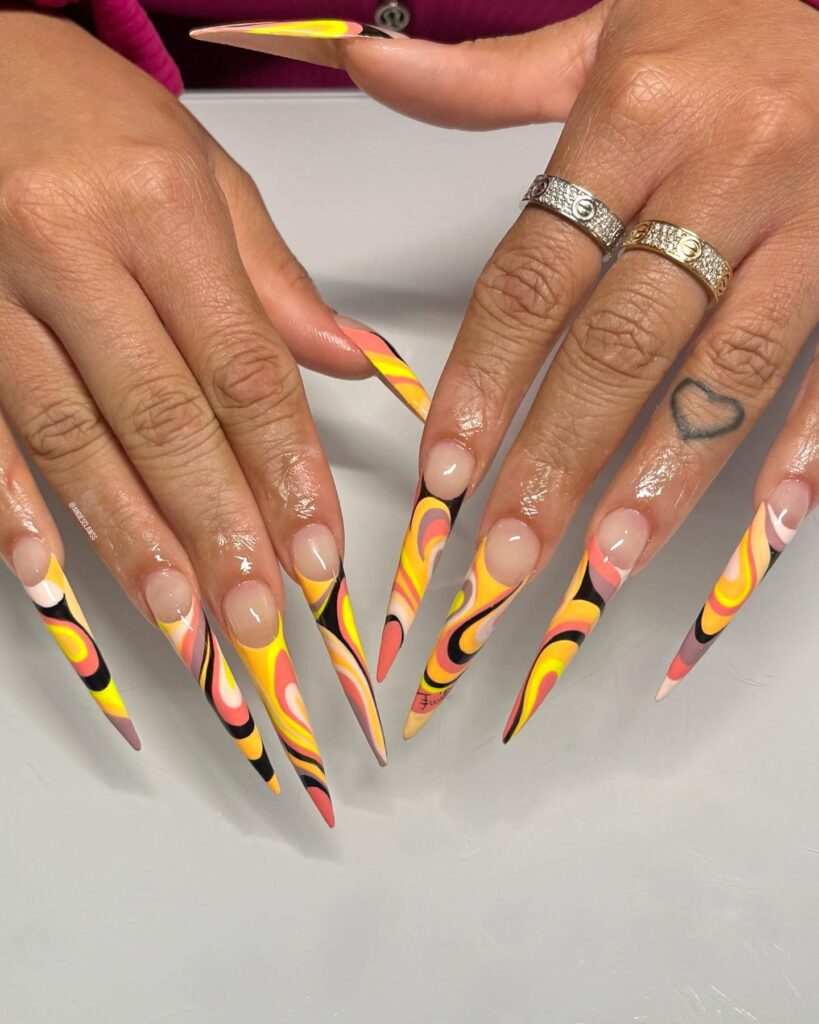Fireball Stilettos nails
