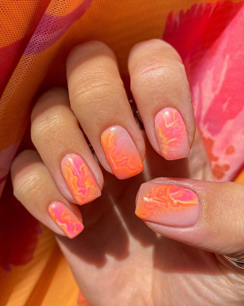 Tropical Marble nails