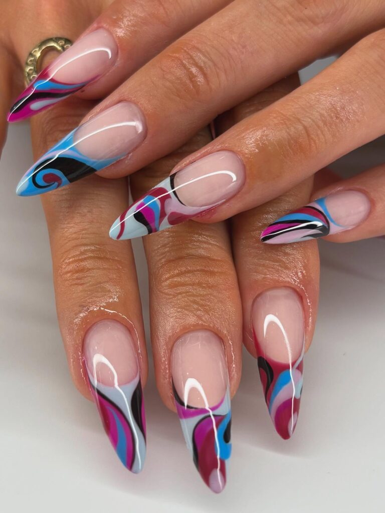 Berry Marble Swirls nails