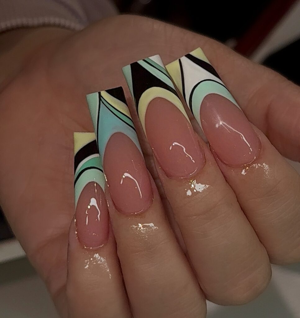 Mint & Mocha Geo nails
