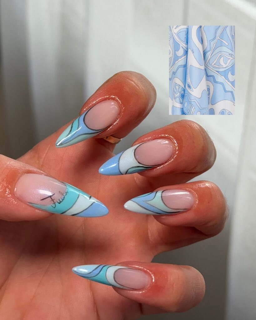 Sky Blue Pucci nails