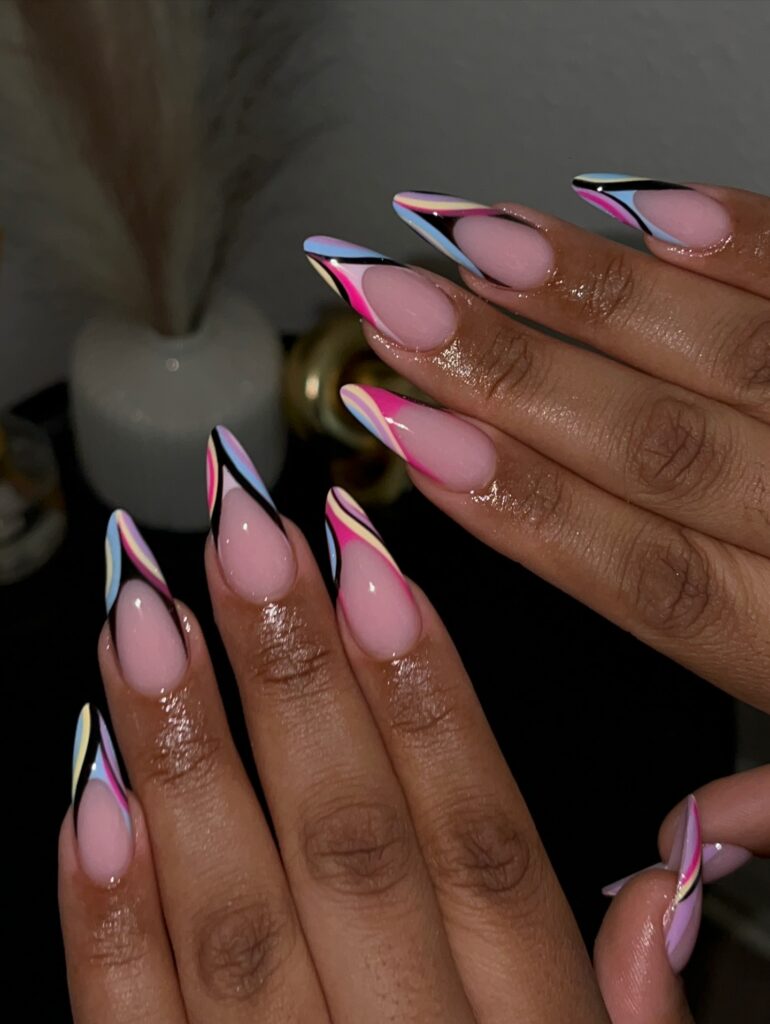 Pink Flame Tips nails