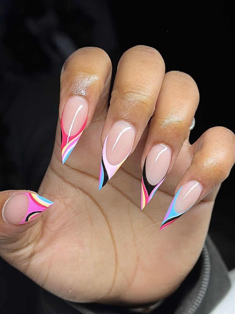 Neon V-Tips nails