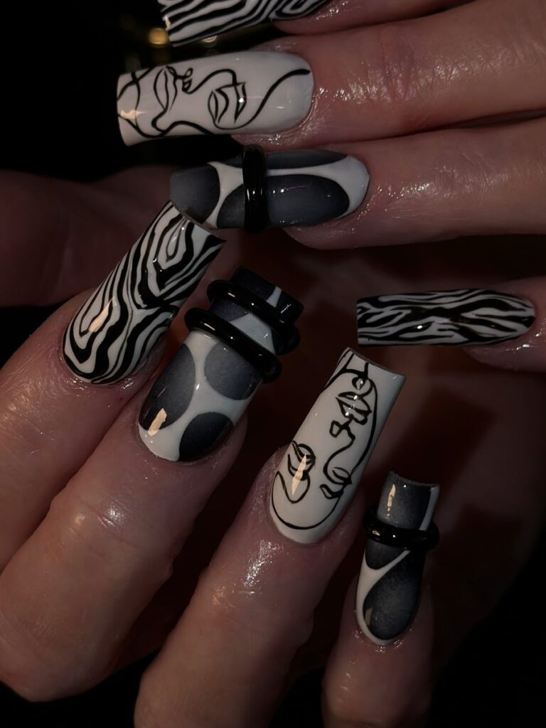 Monochrome Art House nails