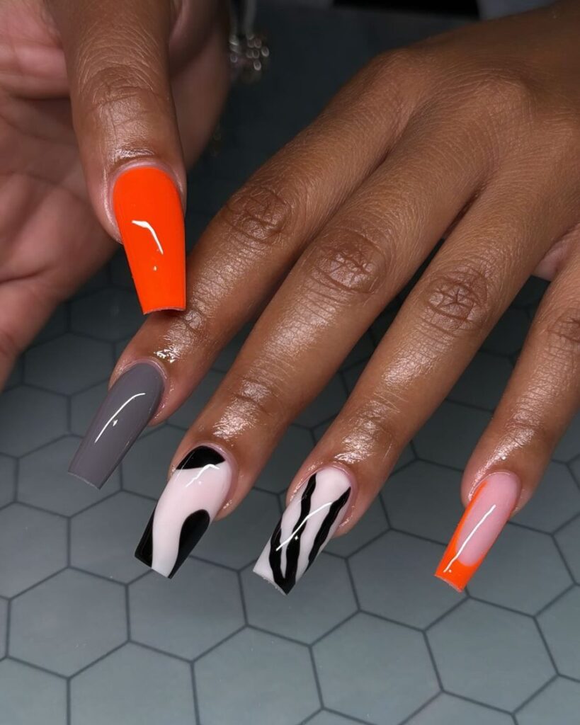 Burnt Orange Abstract nails