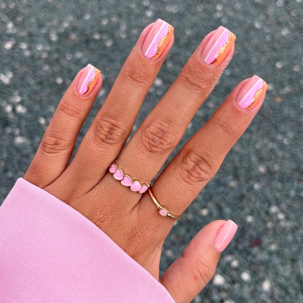 Gold Foil Swipe nails