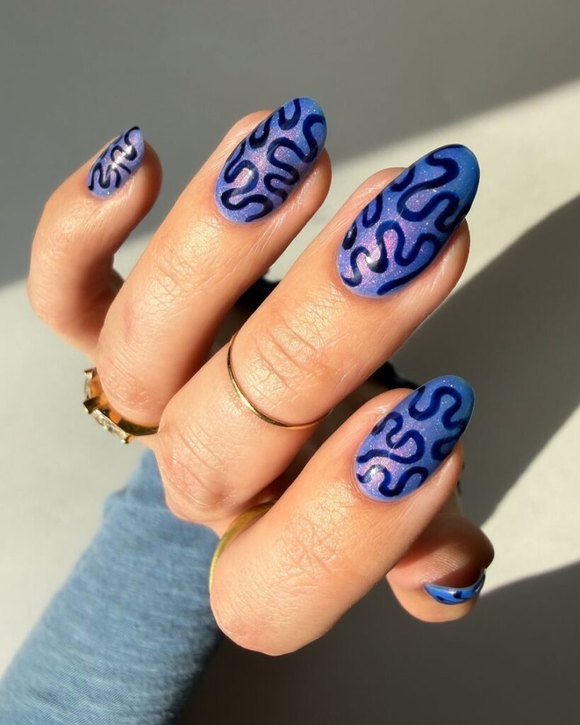 Periwinkle Squiggle nails