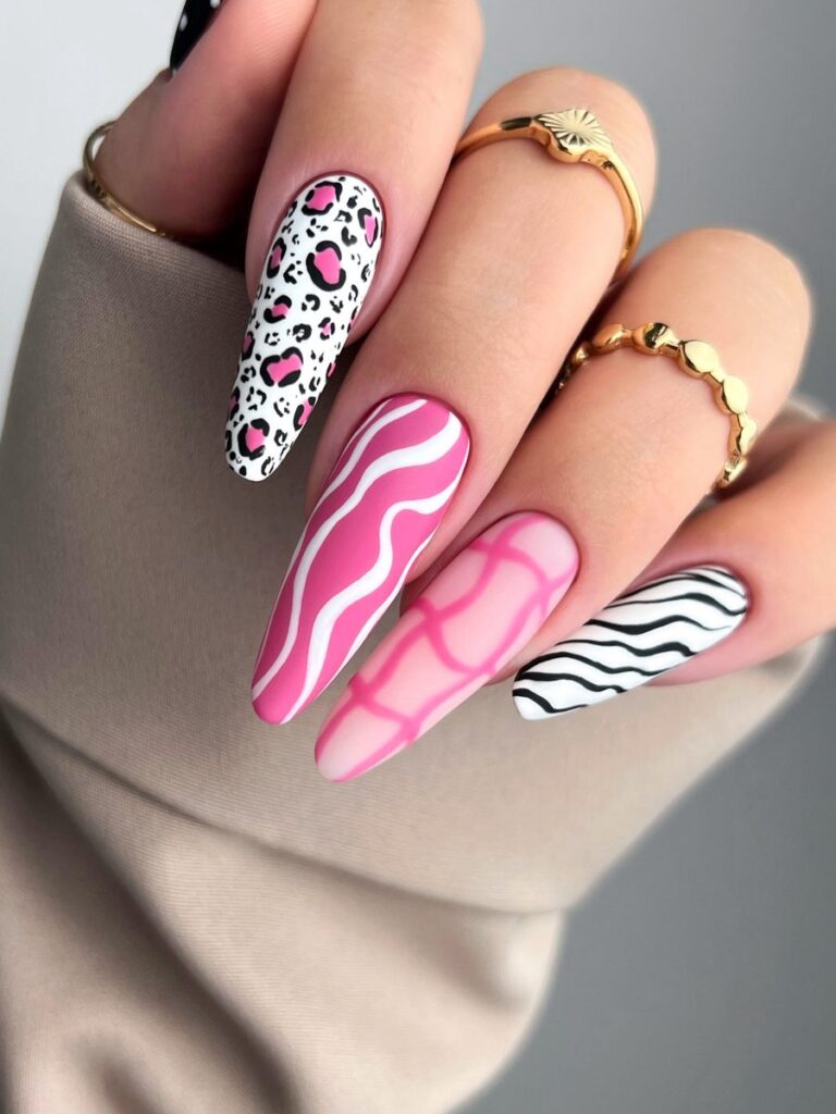 Pink Wild Mix nails