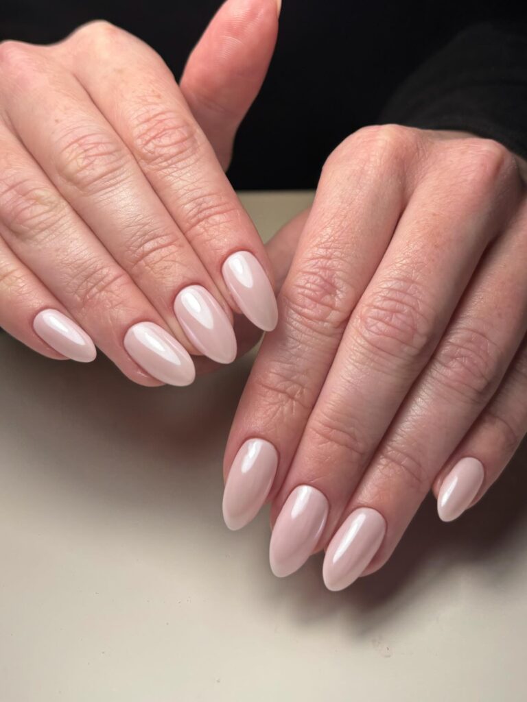 Milky Pearl Almond nails