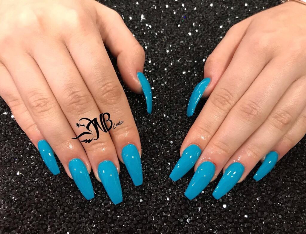 Electric Blue Coffin nails