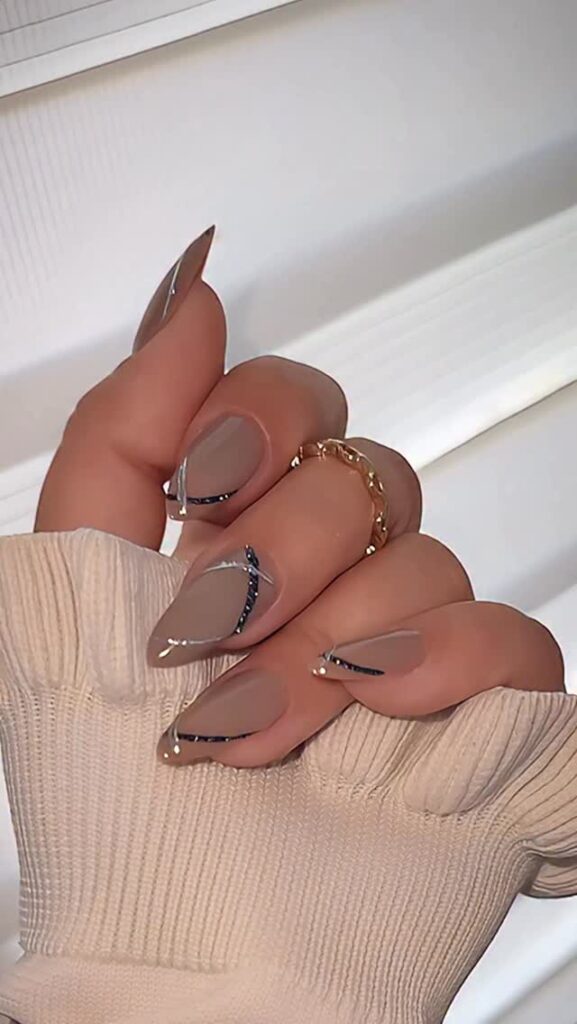 Taupe Midnight French nails
