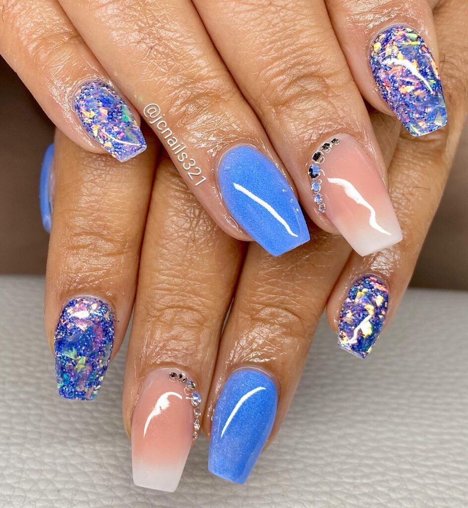 Blue Galaxy Glam nails