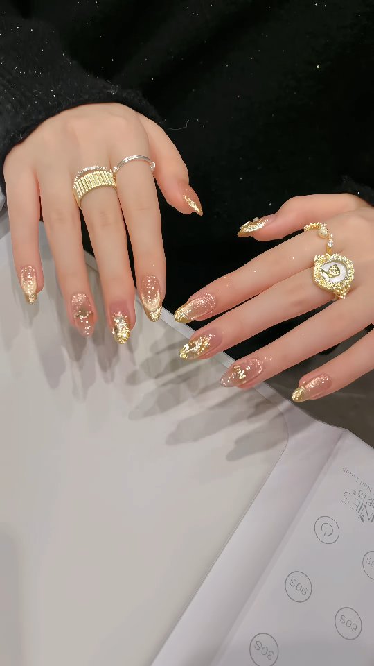 Gold Foil Glam nails