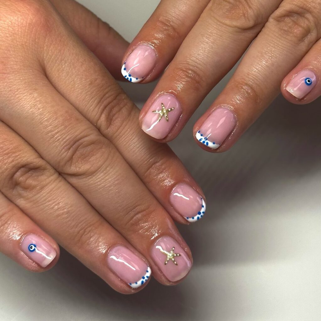 Starfish Dotted French nails