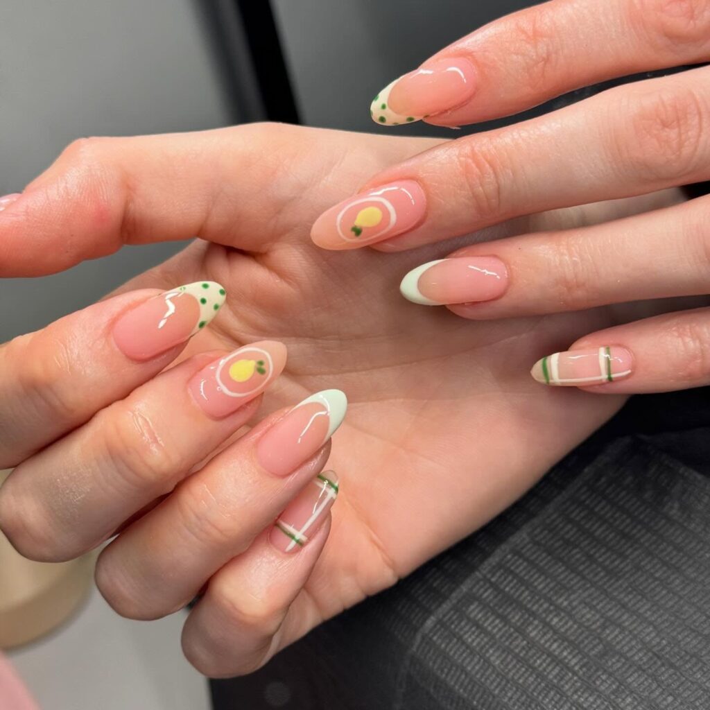 Mint Lemon Almond nails