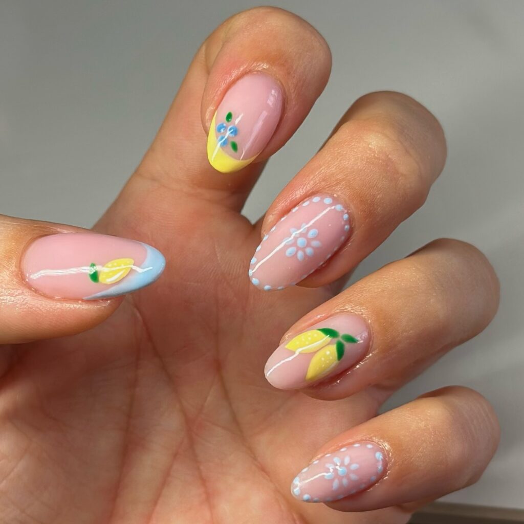 Pastel Lemon Blush nails