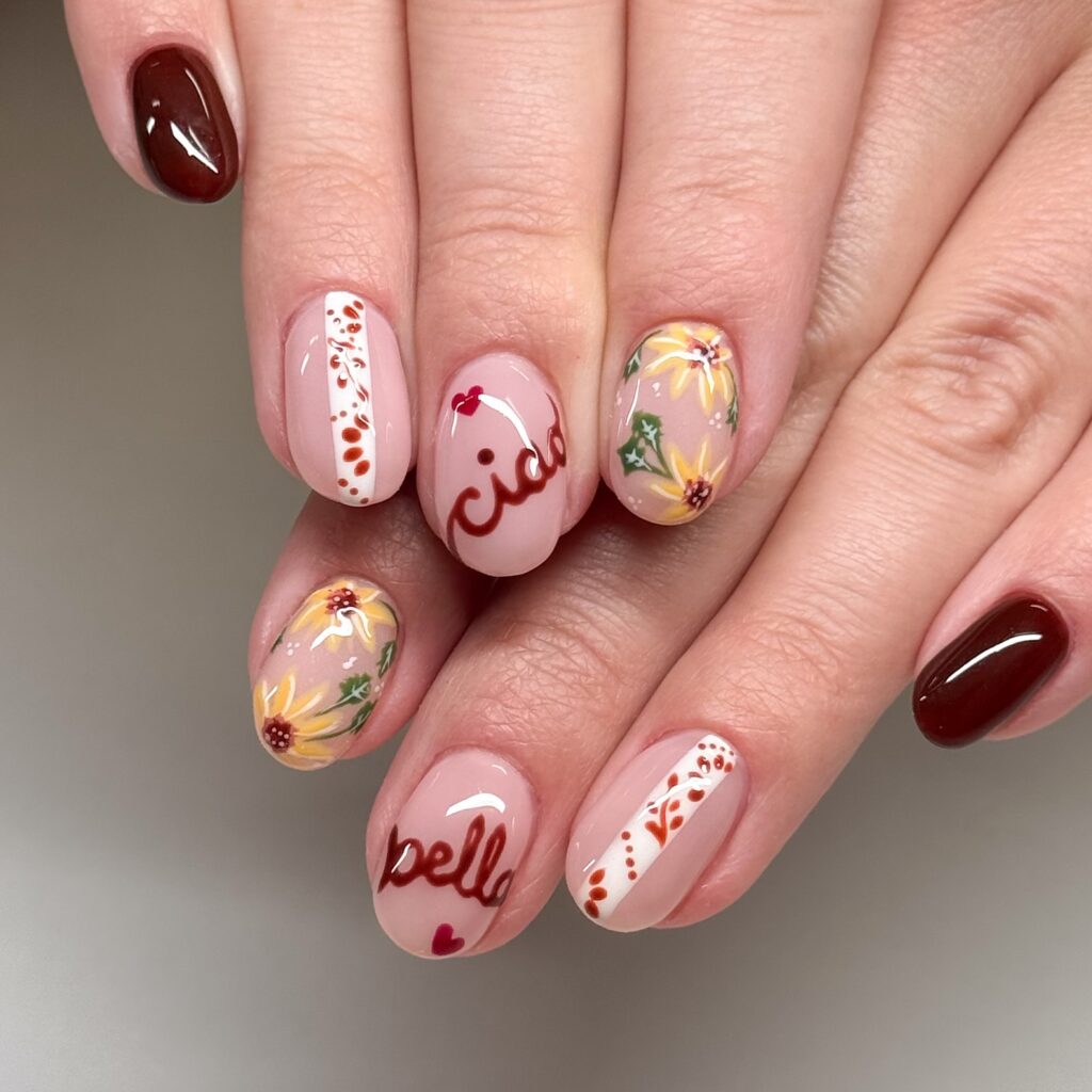 Ciao & Sunflowers nails