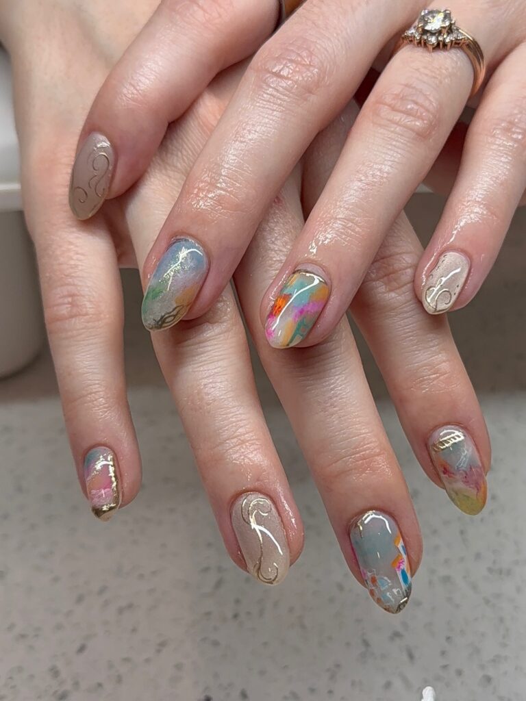Roman Fresco Swirl nails